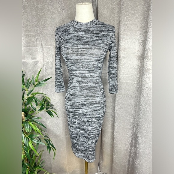 Lulus Modern Marl Grey Sleeve Bodycon Dress Sz S - Picture 3 of 13